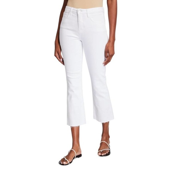 L'agence Kendra High-Rise Cropped Flare Leg Jeans White Women's Size 27 NWOT - Picture 1 of 9